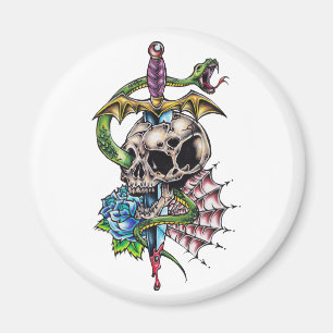 Skull & Dagger Tattoo Magnet