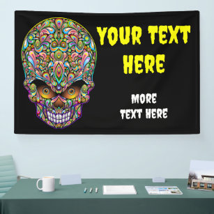 Skull Decorative Psychedelic Art Design Banner