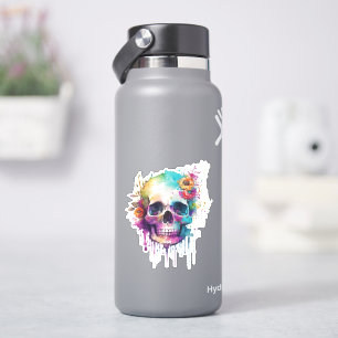 Skull-Design mit bunten Spritzern Aufkleber