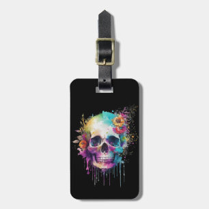 Skull-Design mit bunten Spritzern Gepäckanhänger