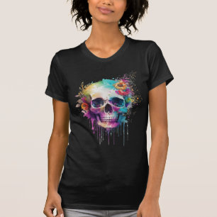 Skull-Design mit bunten Spritzern T-Shirt