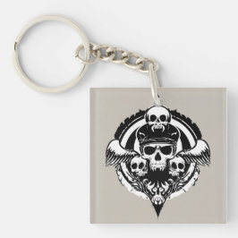 Skull-Design mit Flügeln und Symbolen Schlüsselanhänger