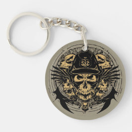 Skull-Design mit Flügeln und Symbolen Schlüsselanhänger