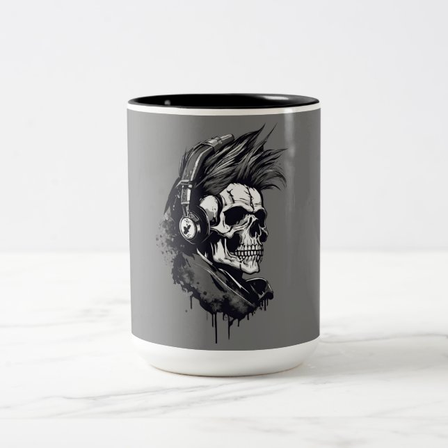 Skull designe punk Triageshop designe Zweifarbige Tasse (Mittel)
