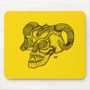 Skull Devil head Black and Yellow Design Mousepad