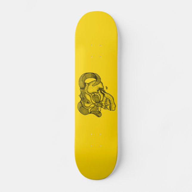 Skull Devil Head Black and Yellow Design Skateboard (Vorderseite)
