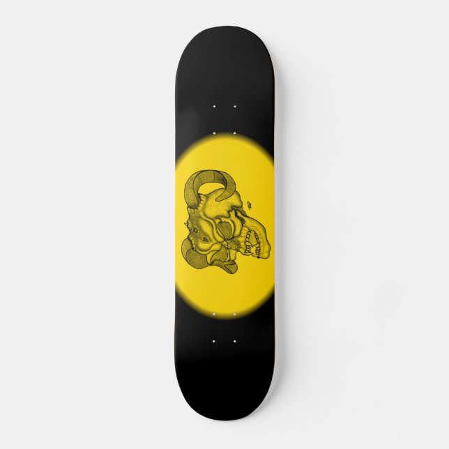 Skull Devil Head Black and Yellow Design Skateboard (Vorderseite)
