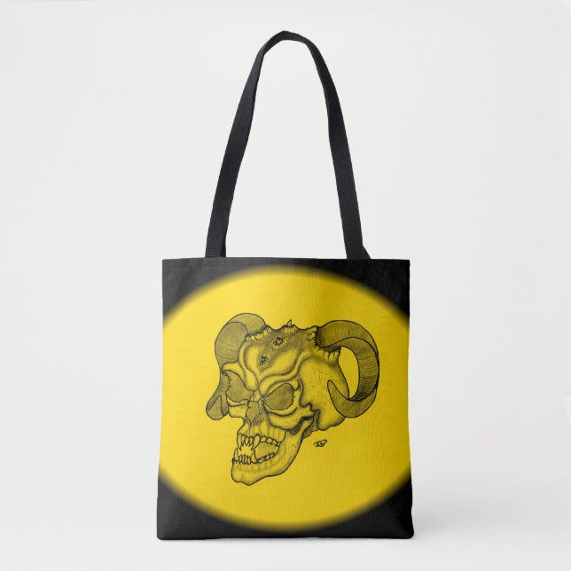 Skull Devil Head Schwarz-Gelb-Design Tasche (Vorderseite)