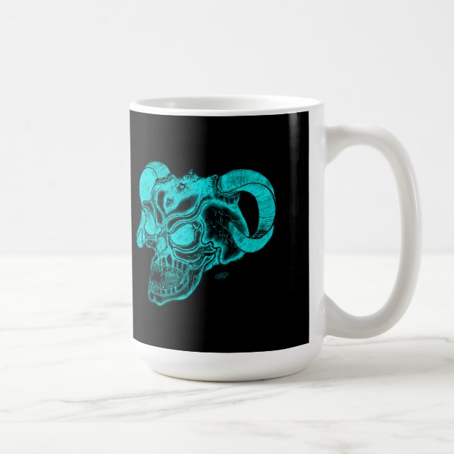 Skull Devil Head Schwarz-Grün-Design Kaffeetasse (Rechts)