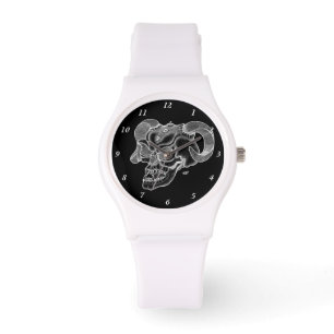 Skull Devil Head Schwarz-Weiß-Design Armbanduhr