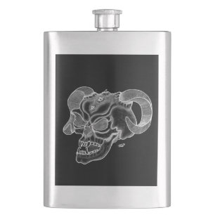 Skull Devil Head Schwarz-Weiß-Design Flachmann
