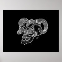 Skull Devil Head Schwarz-Weiß-Design