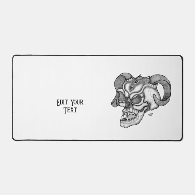 Skull Devil Head Schwarz-Weiß-Design Schreibtischunterlage (Vorderseite)