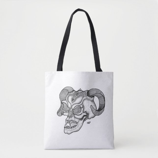 Skull Devil Head Schwarz-Weiß-Design Tasche (Vorderseite)