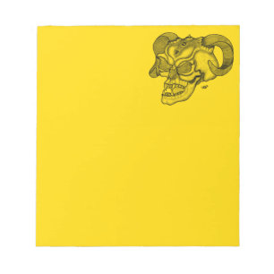 Skull Devil Kopf Schwarz-Gelb-Design Notizblock