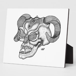 Skull Devil Kopf Schwarzweiß Design Fotoplatte
