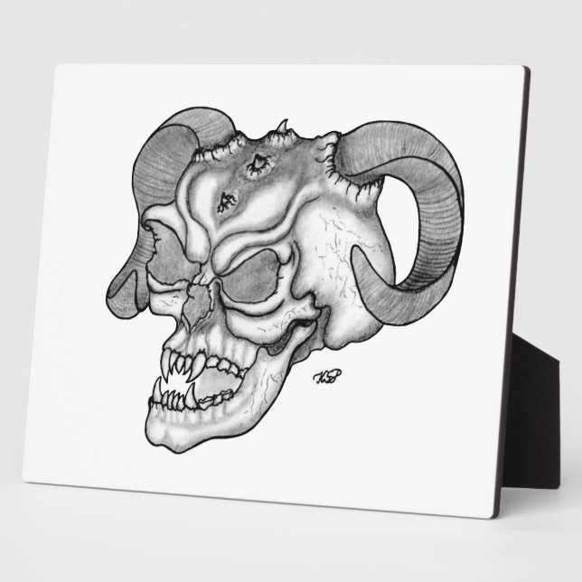 Skull Devil Kopf Schwarzweiß Design Fotoplatte (Seite)