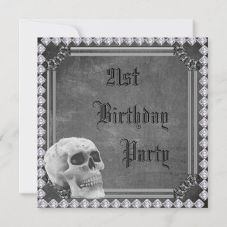 Skull & Diamonds Doppelseitig 21. Geburtstag Einladung