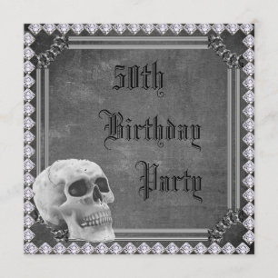 Skull & Diamonds Doppelseitig 50. Geburtstag Einladung