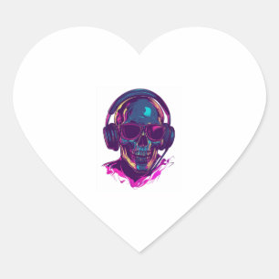 Skull DJ Vibes Herz-Aufkleber