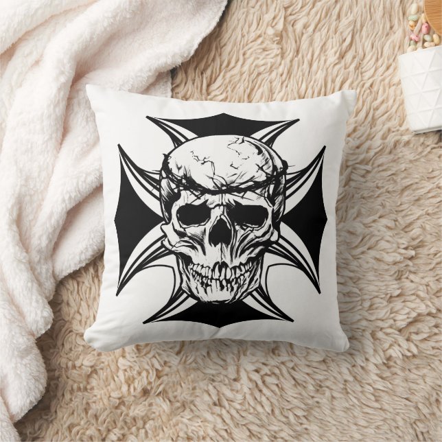 Skull-Dorn-Krone-Kunst Kissen (Decke)
