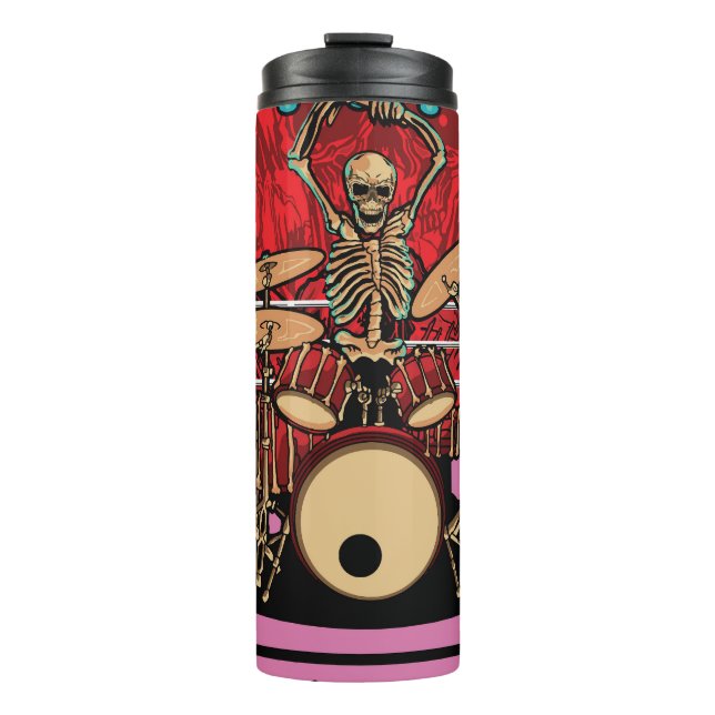 Skull Drummer: Wrestler Ring Illustration Thermosbecher (Vorderseite)