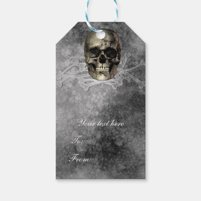 Skull & ein Haufen Knochen Halloween Gotisches Par Geschenkanhänger (Vorderseite)