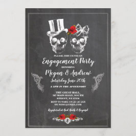 Skull Engagement Party Halloween Gothic-Einladung Einladung