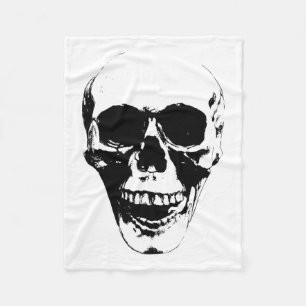 Skull Face Silhouette Grunge Rock Graphic Hallowee Fleecedecke