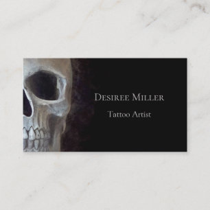 Skull Face Smokey Gothic Black Gray Tattoo Shop Visitenkarte