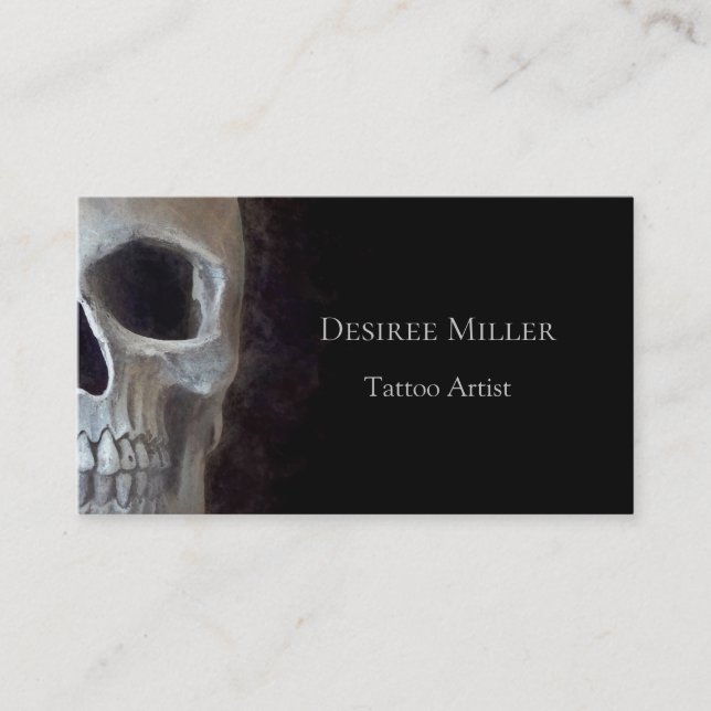 Skull Face Smokey Gothic Black Gray Tattoo Shop Visitenkarte (Vorderseite)