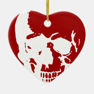 Skull - Fantasy Art aus dem Roten und Weißen Metal Keramikornament