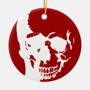 Skull - Fantasy Art aus dem Roten und Weißen Metal Keramikornament