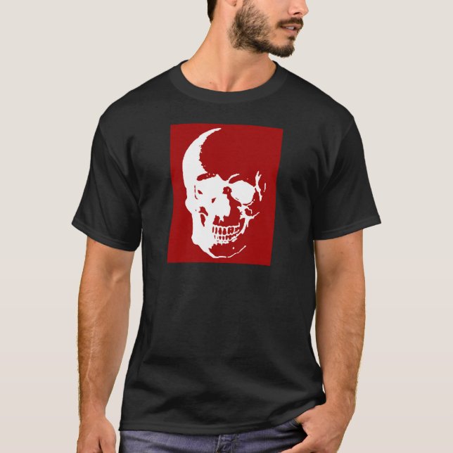 Skull - Fantasy Art aus dem Roten und Weißen Metal T-Shirt (Vorderseite)