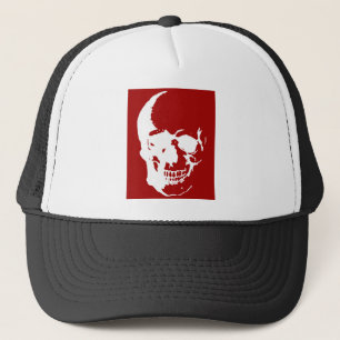 Skull - Fantasy Art aus dem Roten und Weißen Metal Truckerkappe