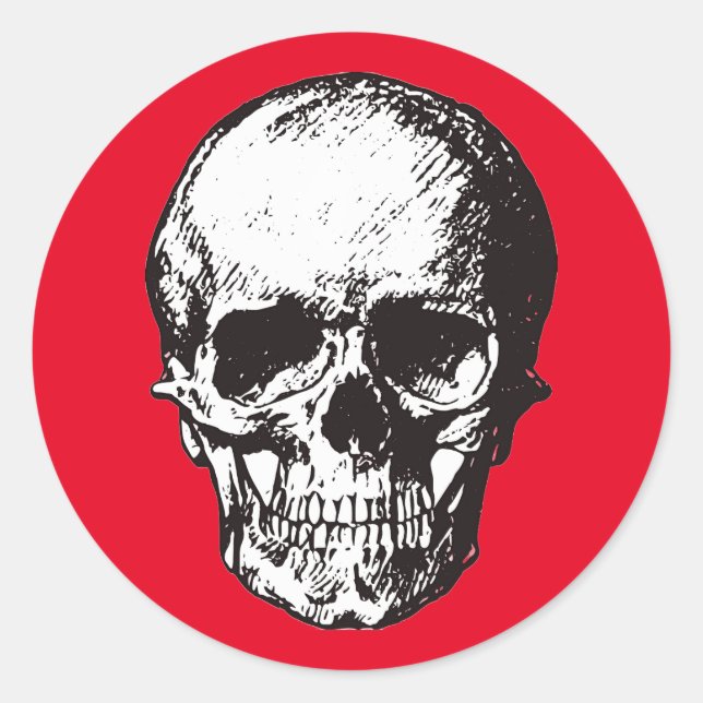 Skull Fantasy Art Rock Punk Heavy Metal Runder Aufkleber (Vorderseite)