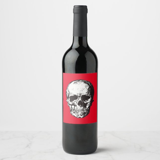 Skull Fantasy Art Rock Punk Heavy Metal Weinetikett (Vorderseite)