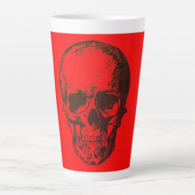 Skull Fantasy Pop Art Rock Punk Heavy Metal Rot Milchtasse (Vorderseite)