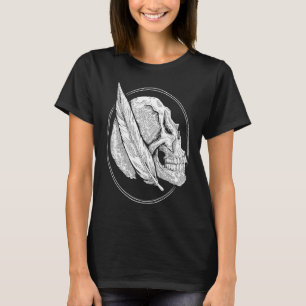 Skull Feather Gothic Blackwork Traditionelle Tatto T-Shirt
