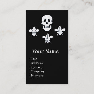 SKULL,FLEUR DE LISE/ANTIQUE PIRATES TREASKARTEN VISITENKARTE
