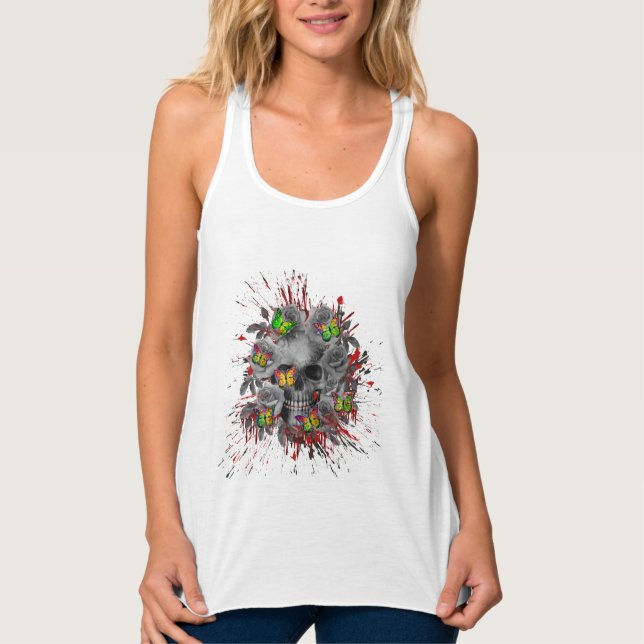 SKULL FLORAL FARBFARBIG TANK TOP (Vorderseite)