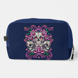 Skull Floral, Skelett Aquarellpinke, Halloween. Waschbeutel