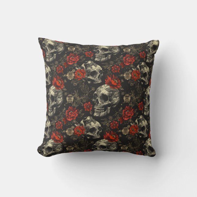 Skull Floral Throw Kissen (Vorderseite)