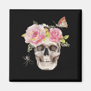 Skull Flowers Butterfly Spider Halloween Gift Magnet