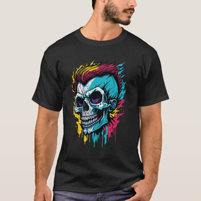 Skull Funny Costume Graffiti Art T-Shirt (Vorderseite)