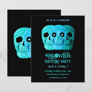 Skull Funny GothBlue Aquamarin Halloween Budget