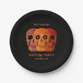 Skull Funny Orange Gothic Geburtstag RIP zu seinen Pappteller