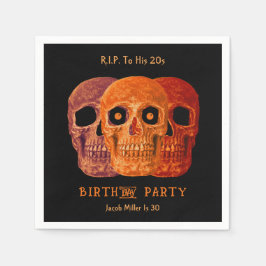 Skull Funny Orange Gothic Geburtstag RIP zu seinen Serviette