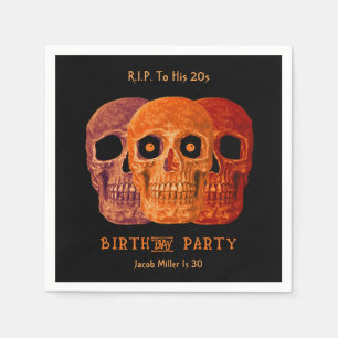 Skull Funny Orange Gothic Geburtstag RIP zu seinen Serviette
