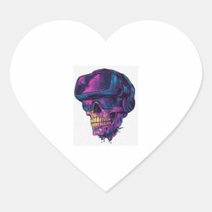 Skull-Gamer-Modus Herz-Aufkleber